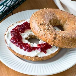 Toasted Bagel with Cream Cheese and Jelly